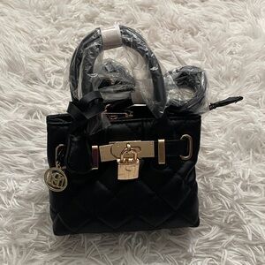 NWT Badgley Mischka Mini Black Quilted Handbag
